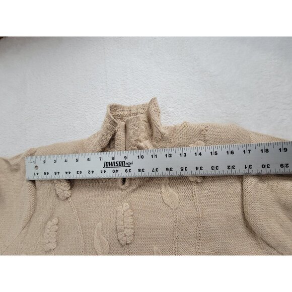 Deirdre McGuire Women's 100% Alpaca Wool Sweater Large Beige Floral Embroidered - Picture 7 of 10